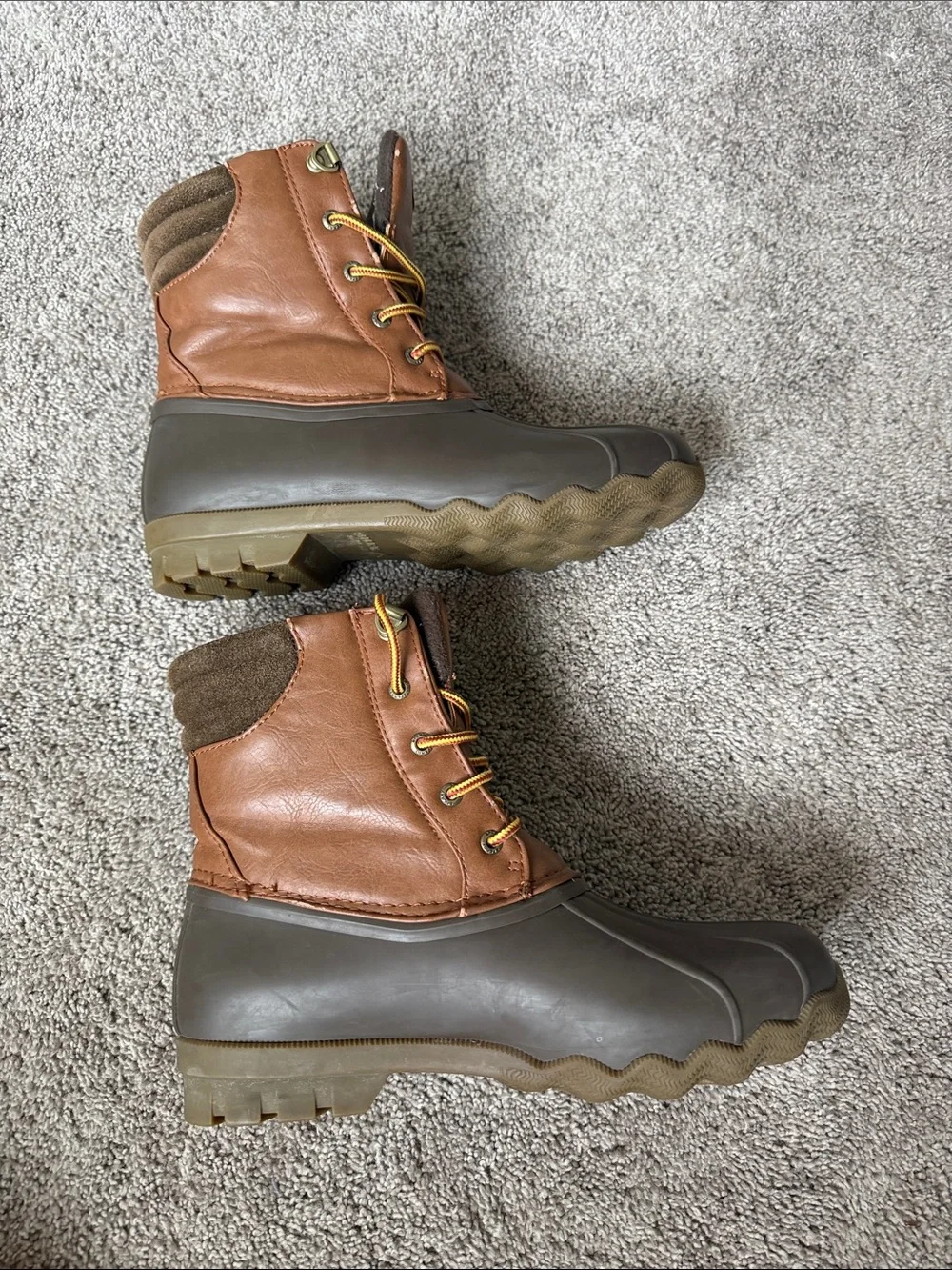 Sperry Men’s Brown and Dark Brown Duck Boots Size 6 - Worn Once